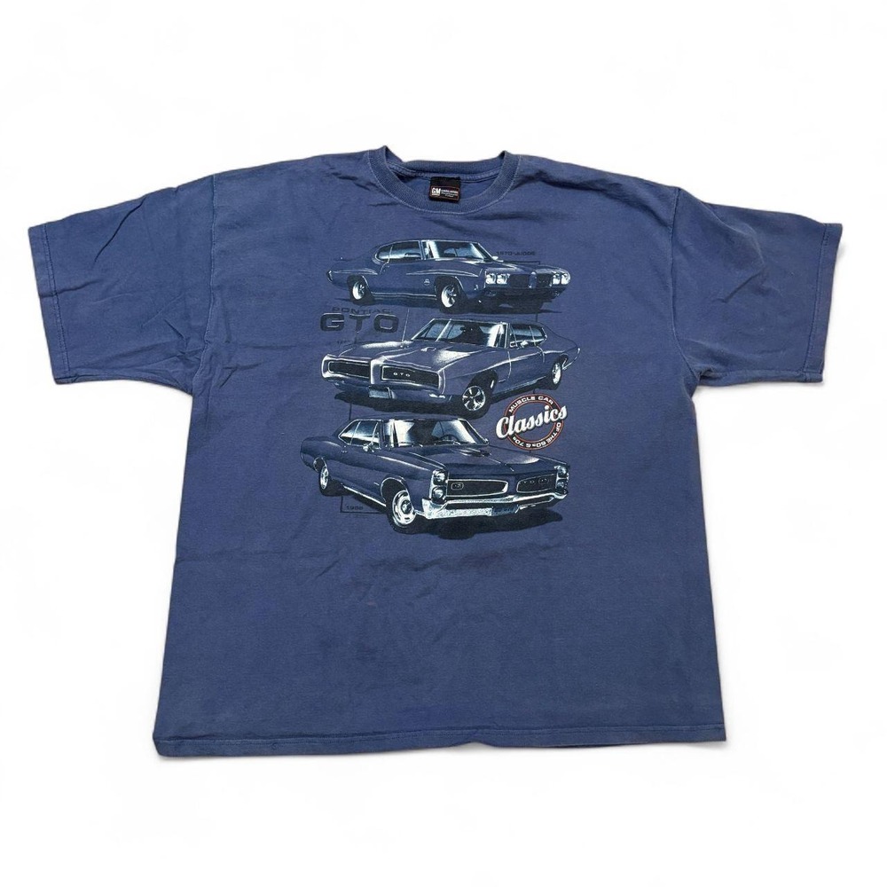 GM Pontiac GTO Classics Muscle Cars Graphic T-Shirt XL Navy Blue Mens